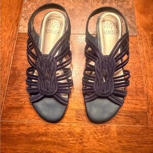 Navy Stretchy Strappy Sandals by IMPO